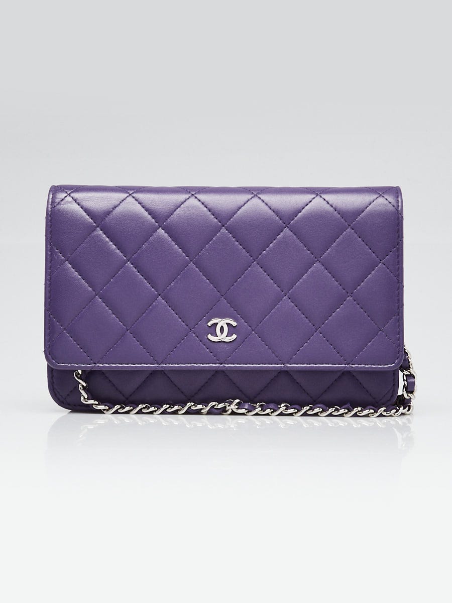 CHANEL パープル スエード クラッチバッグ Chanel Purple Quilted Lambskin Leather Classic WOC Clutch Bag