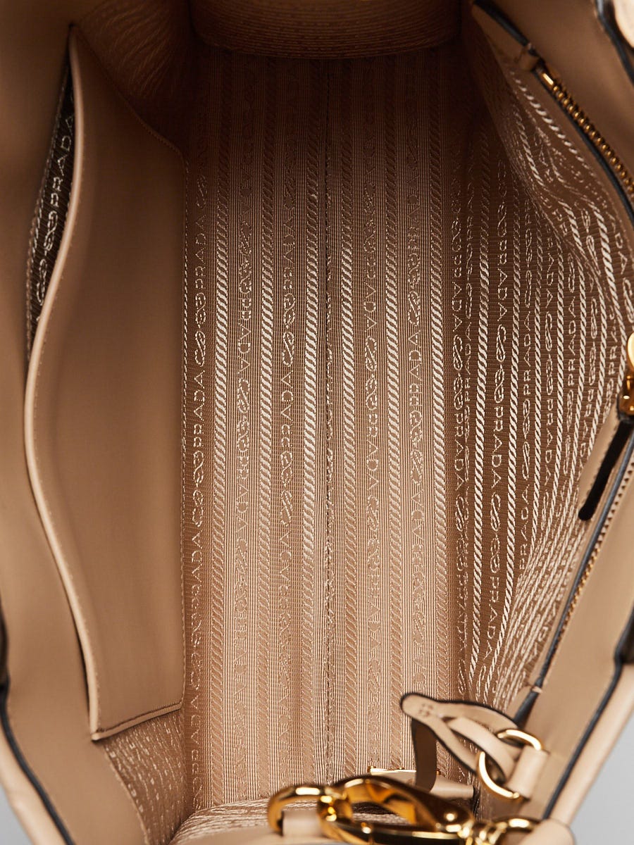 Prada Beige Soft Calfskin Leather Symbole Small Tote Bag - 1BA379