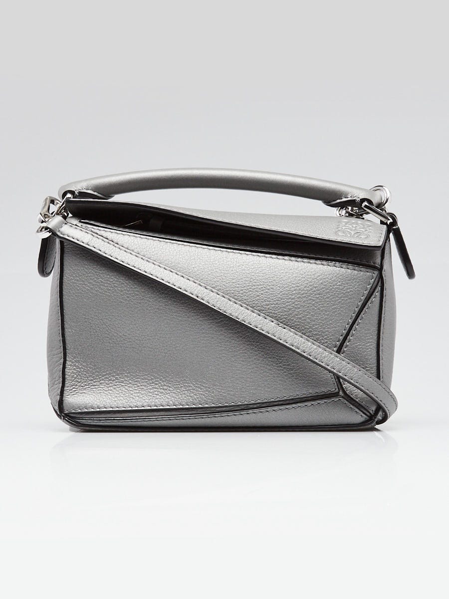 Loewe Gunmetal Metallic Calfskin Leather Mini Puzzle Bag | Yoogi's