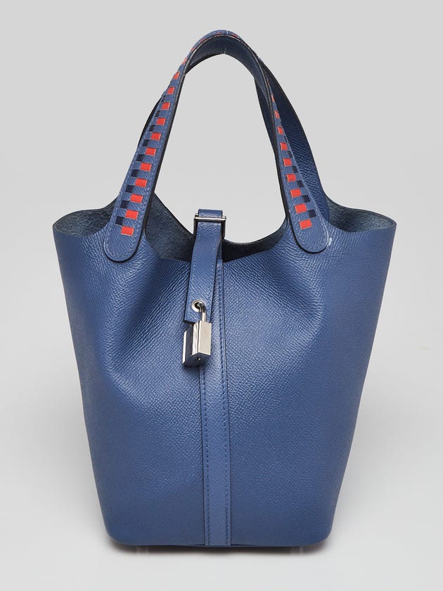 Hermes 18cm Bleu Brighton/Capucine/Bleu Saphir Epsom Leather Palladium ...