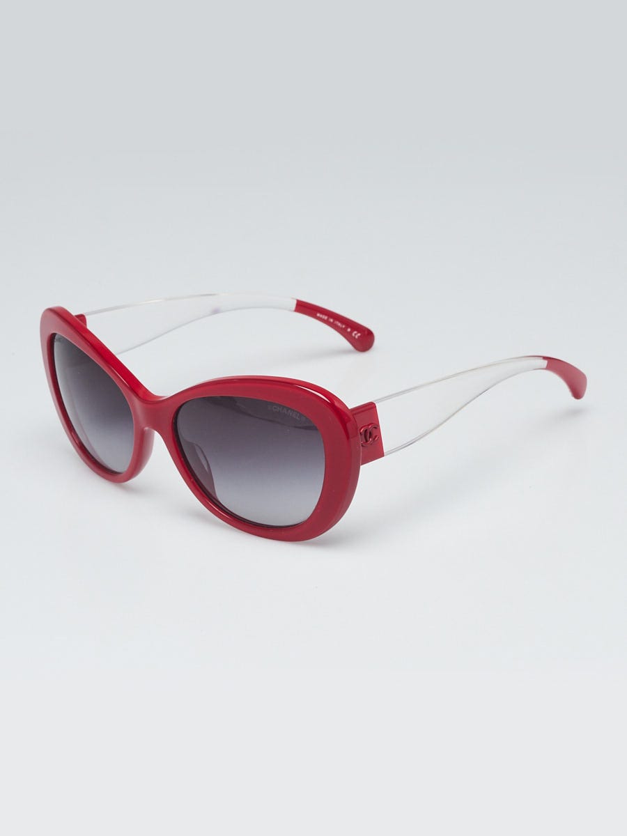 Chanel Red Acetate Cat Eye Frame CC Sunglasses - 5264 