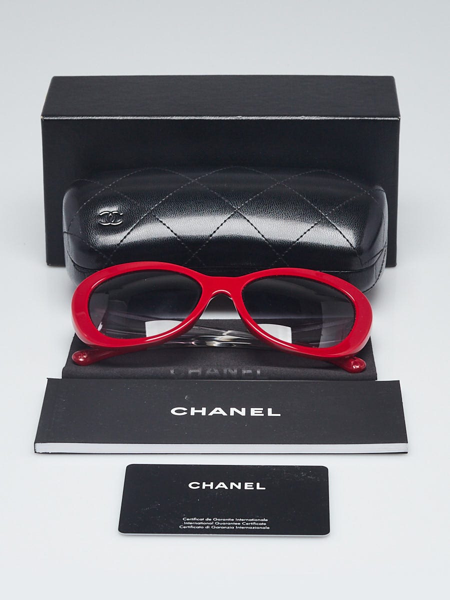 CHANEL Interlocking CC Logo Red Acetate 5264 Sunglasses Chanel Red Acetate Cat Eye Frame CC Sunglasses - 5264  main image 3
