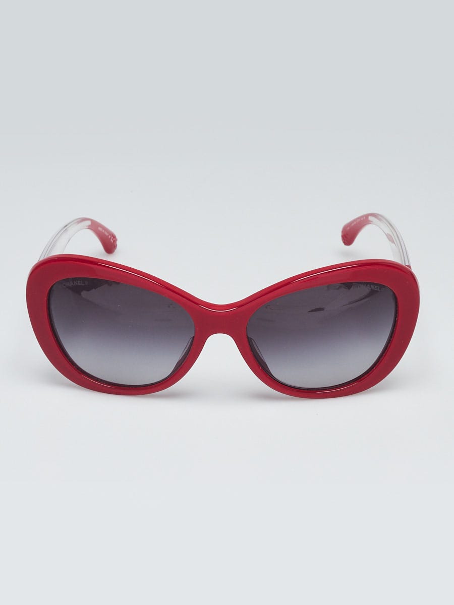 CHANEL Interlocking CC Logo Red Acetate 5264 Sunglasses Chanel Red Acetate Cat Eye Frame CC Sunglasses - 5264  main image 4