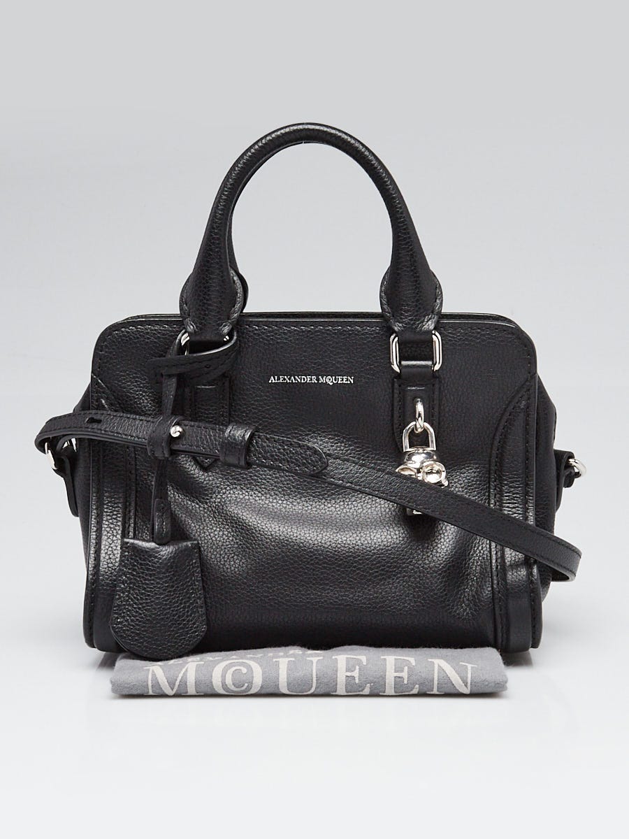 Alexander McQueen Black Pebbled Leather Mini Skull Padlock