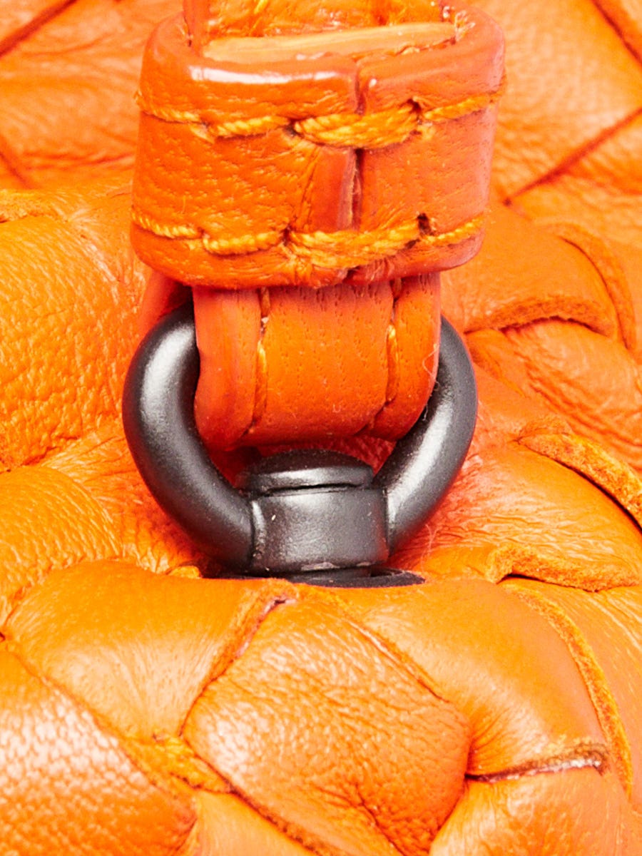 Bottega Veneta Orange Intrecciato Woven Nappa Leather Cube