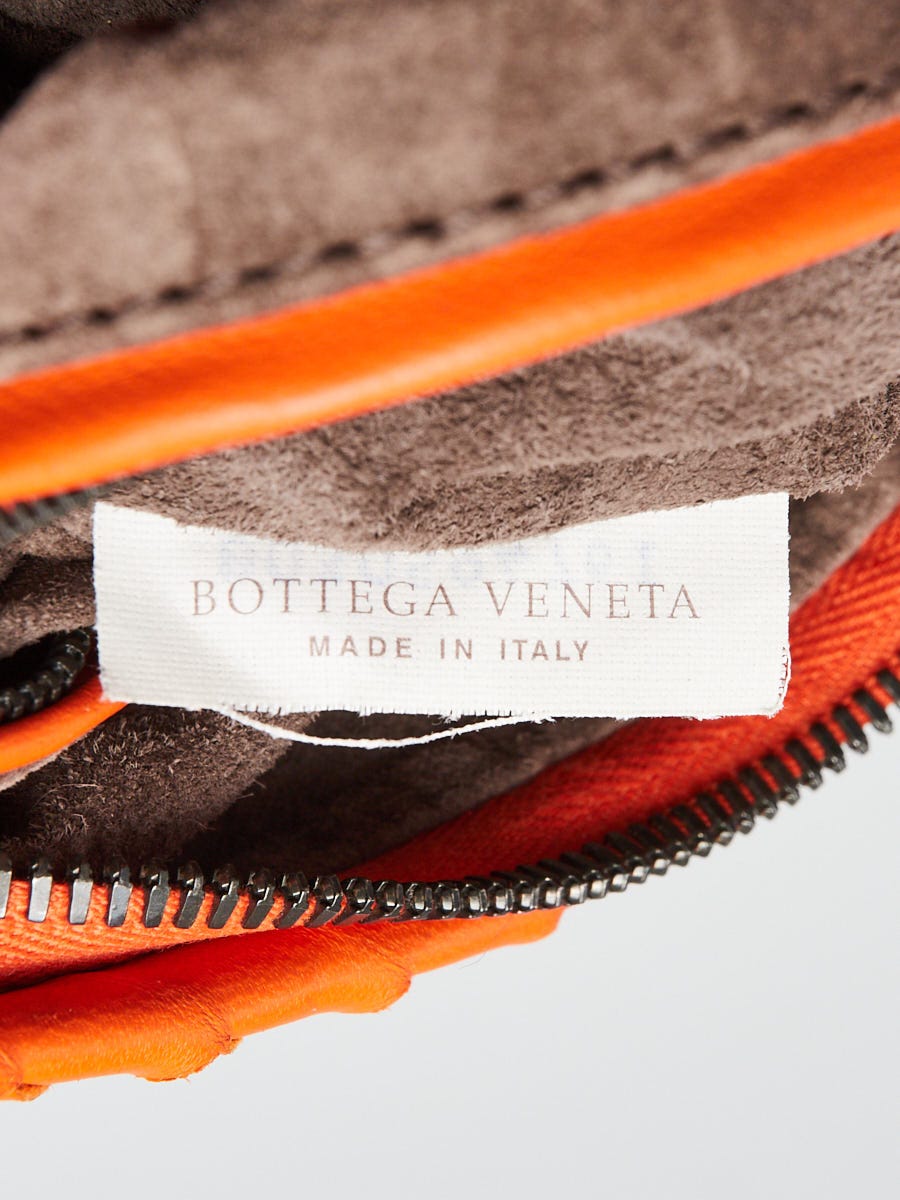 Bottega Veneta Orange Intrecciato Woven Nappa Leather Cube
