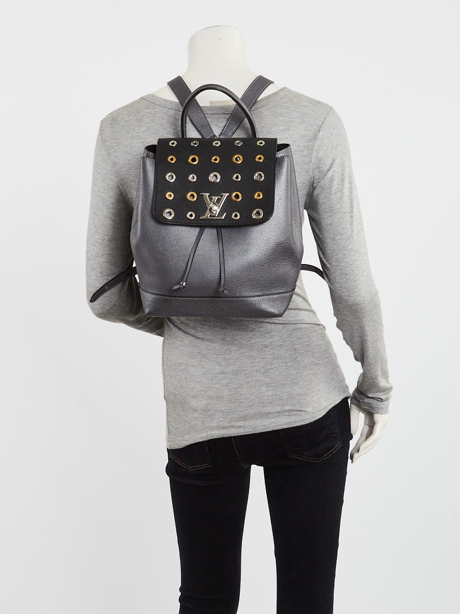 Louis Vuitton Grey/Black Leather Eyelets Lockme Backpack Bag
