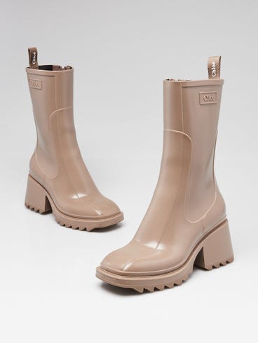 Chloe Dark Greige Rubber Betty Rain Boots Size 5.5/36