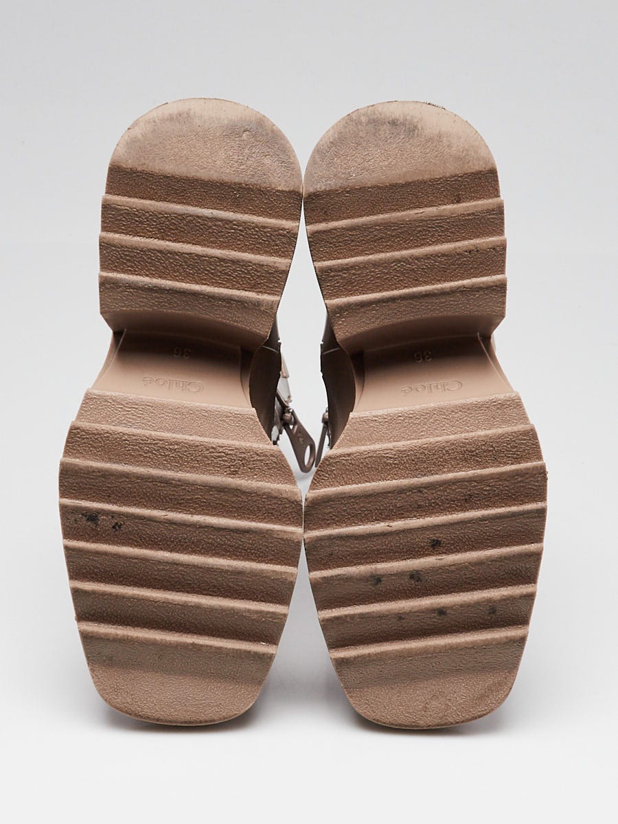 Chloe Dark Greige Rubber Betty Rain Boots Size 5.5/36