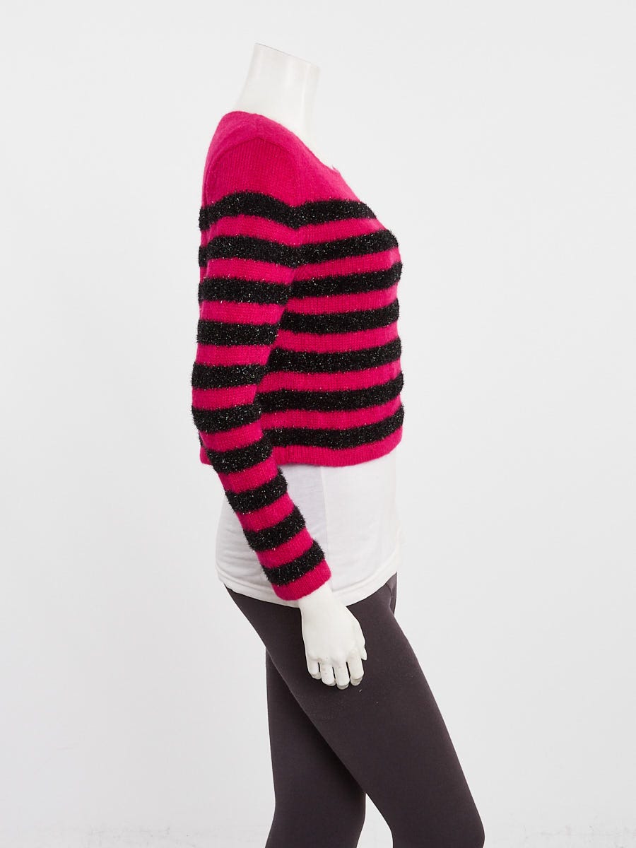 Yves Saint Laurent Pink/Black Striped Wool/Mohair Cropped