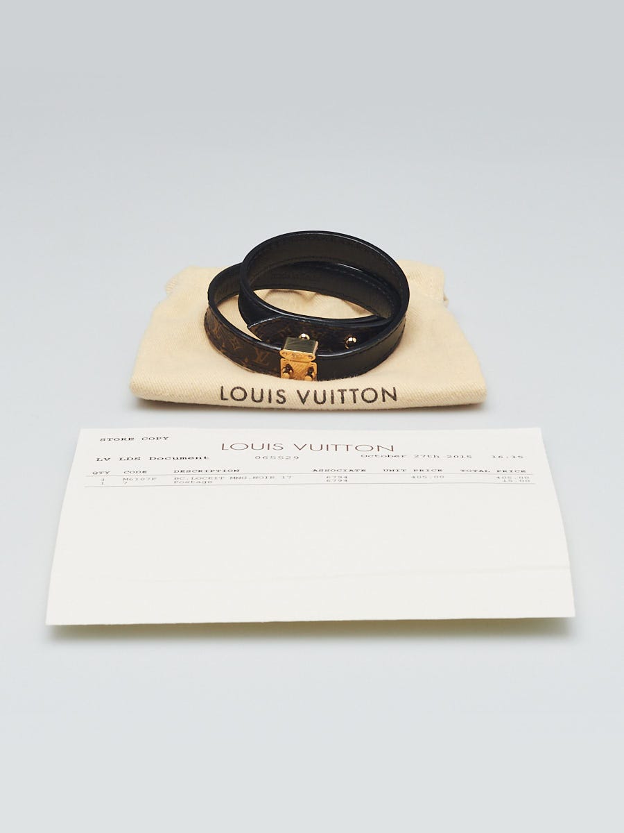 Louis Vuitton Noir Monogram Lockit Bracelet Size 17
