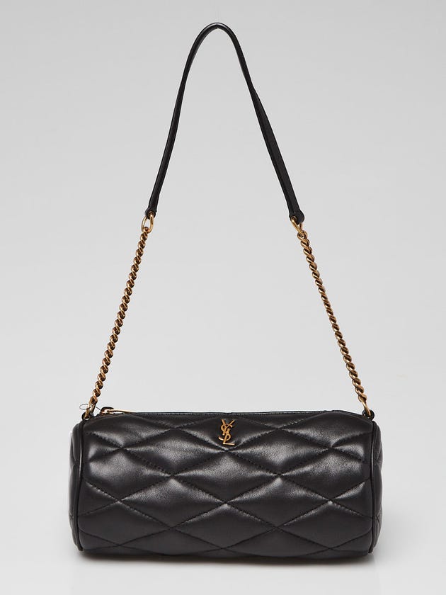 Yves Saint Laurent Black Quilted Lambskin Leather Small Sade Tube Bag