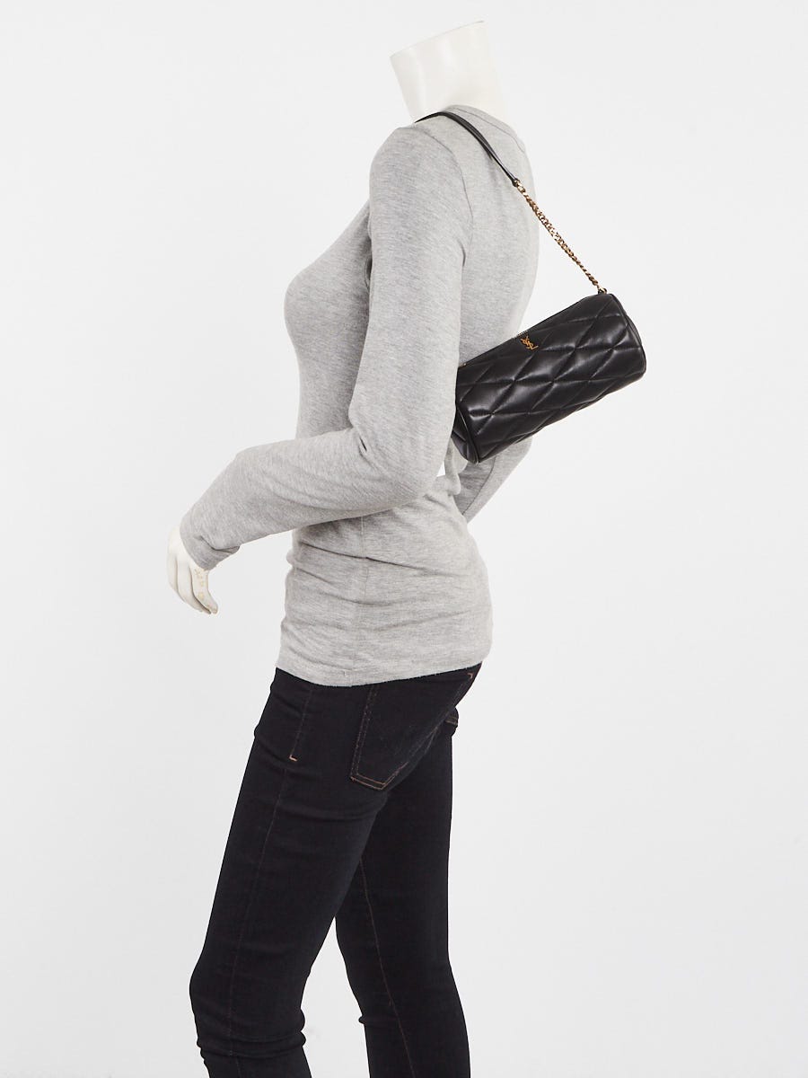 Yves Saint Laurent Black Quilted Lambskin Leather Small Sade Tube Bag