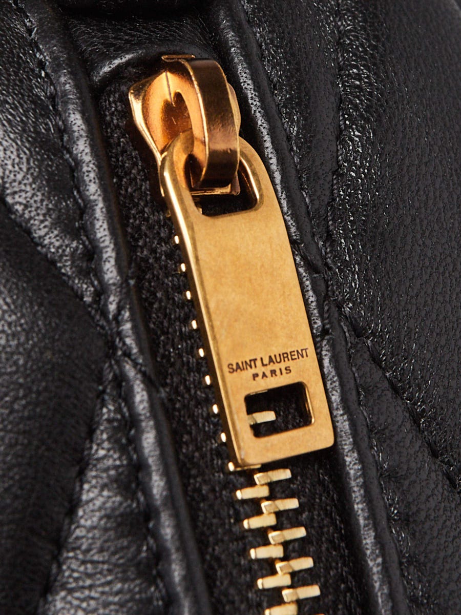 Yves Saint Laurent Black Quilted Lambskin Leather Small Sade Tube