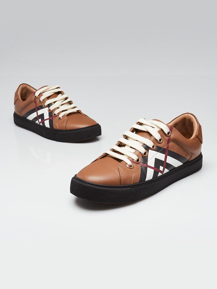 Burberry Brown Coated Canvas Albridge Sneakers Size 7/37.5