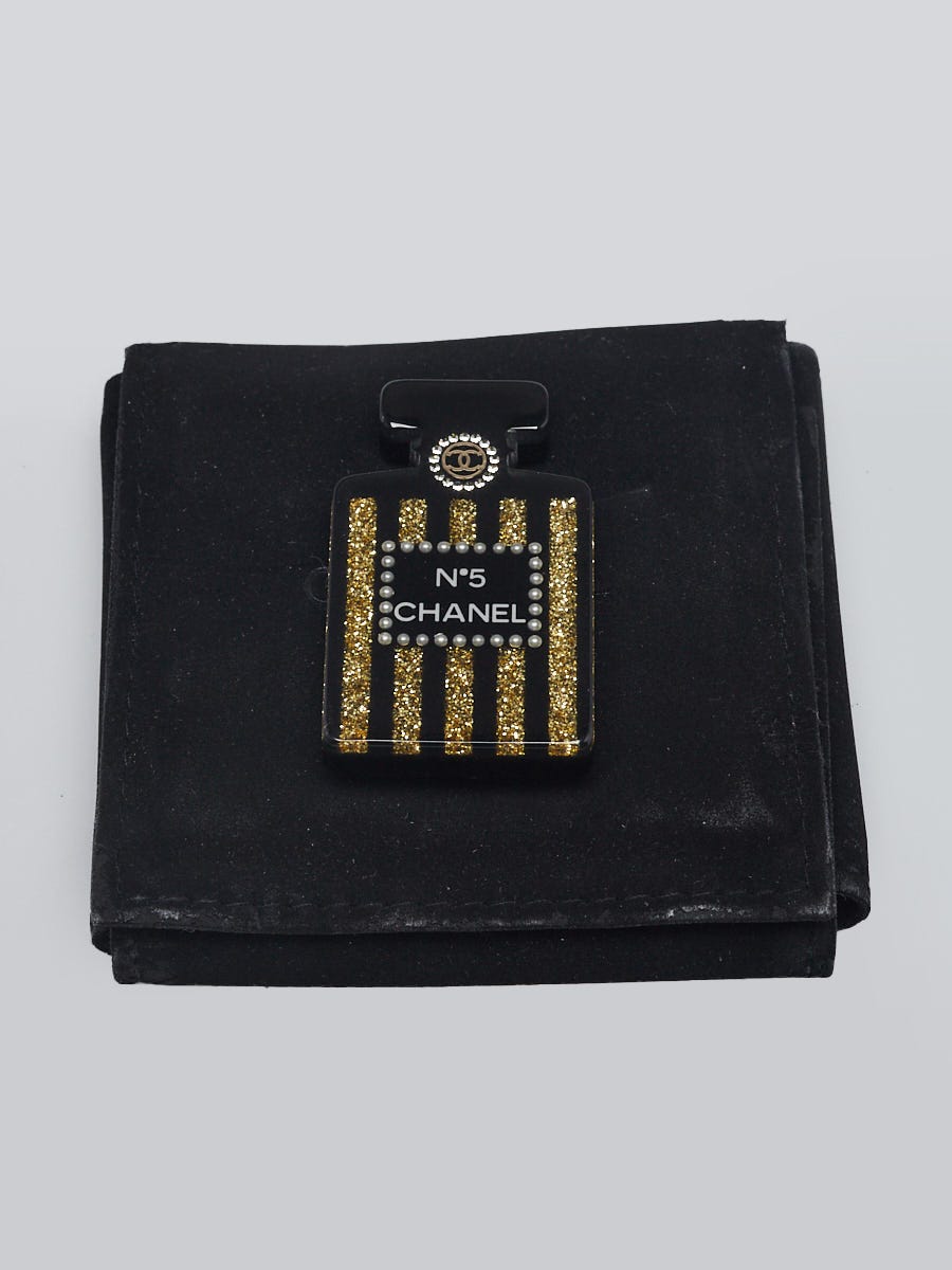 香水　まとめ売り　CHANEL HELMES DIOR BOSS VERSACE Chanel Black Resin Crystal No. 5 Perfume Bottle CC Brooch