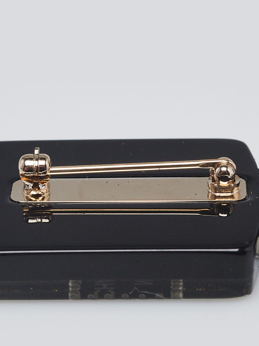 Chanel Black Resin Crystal No. 5 Perfume Bottle CC Brooch