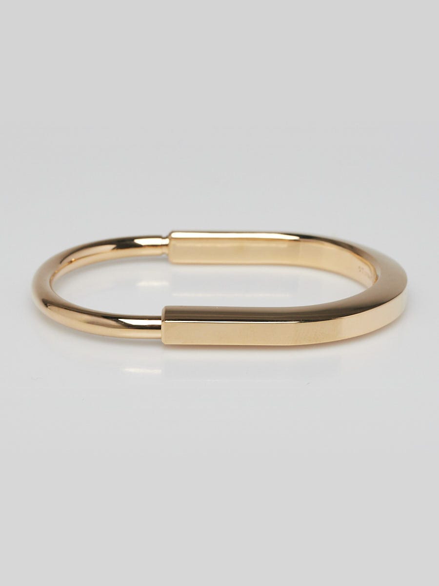 Tiffany & Co. 18k Yellow Gold Lock Bangle Bracelet Size Medium