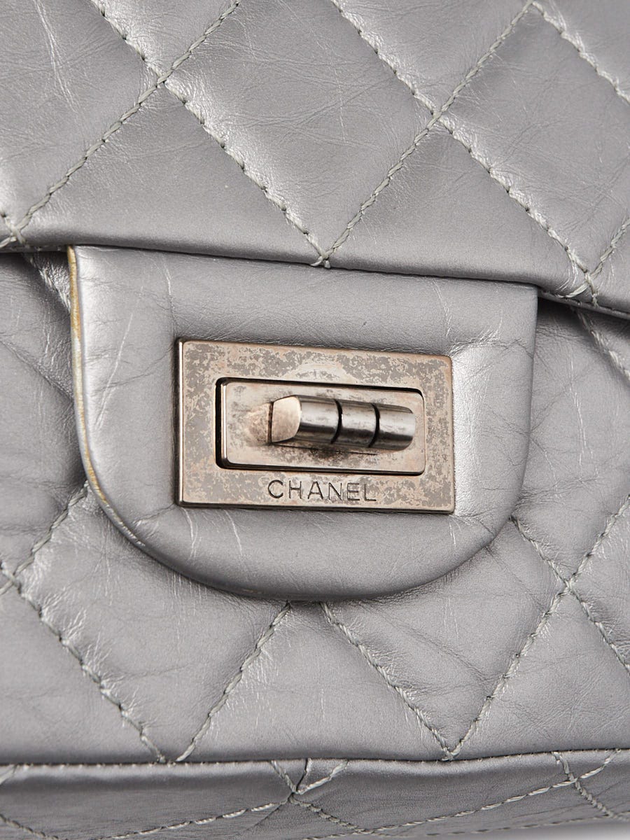 Chanel Silver 2.55 Reissue Quilted Calfskin Leather 227 Jumbo Flap