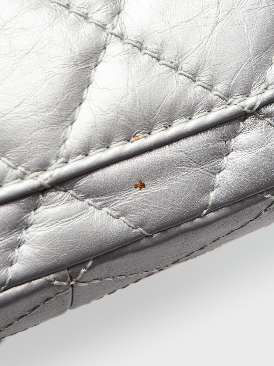 Chanel Silver 2.55 Reissue Quilted Calfskin Leather 227 Jumbo Flap