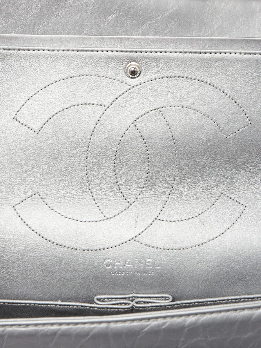 Chanel Silver 2.55 Reissue Quilted Calfskin Leather 227 Jumbo Flap