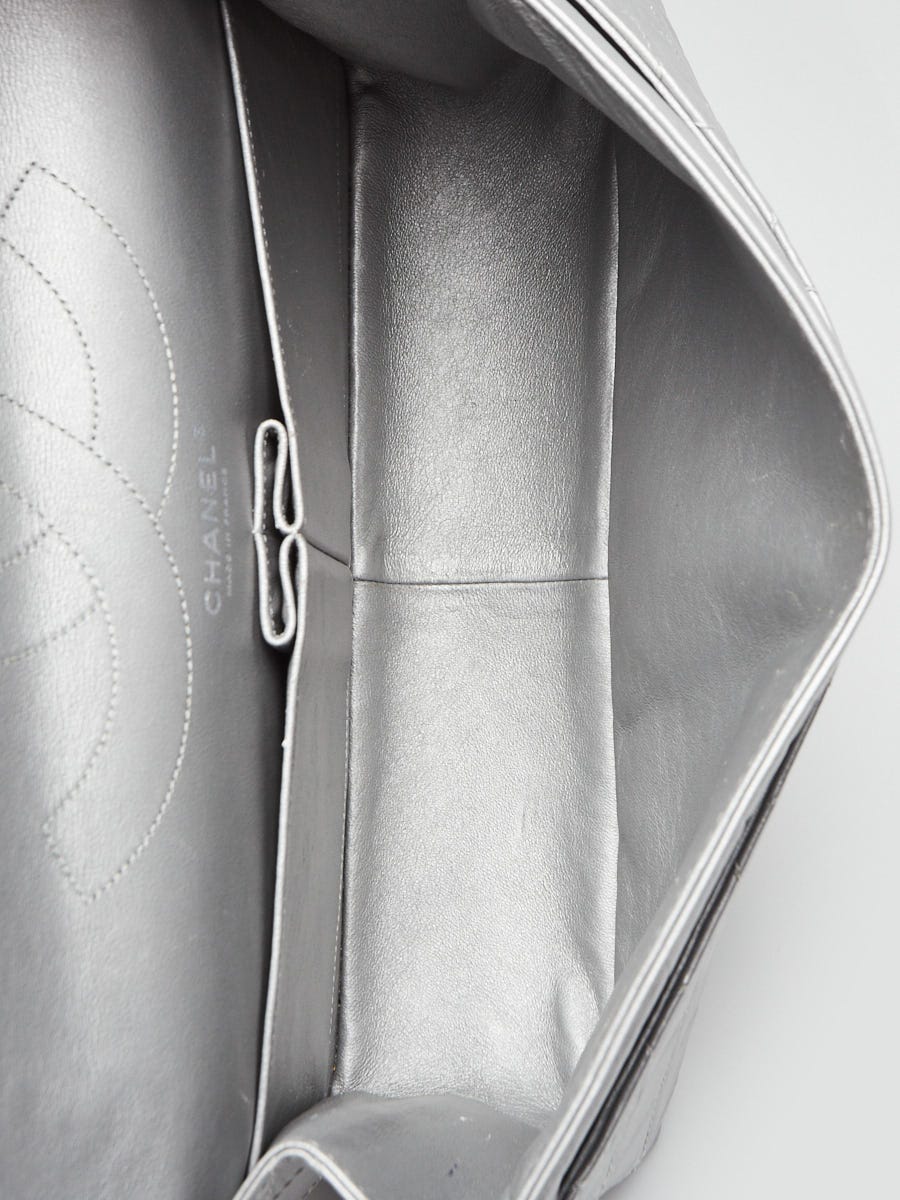 Chanel Silver 2.55 Reissue Quilted Calfskin Leather 227 Jumbo Flap