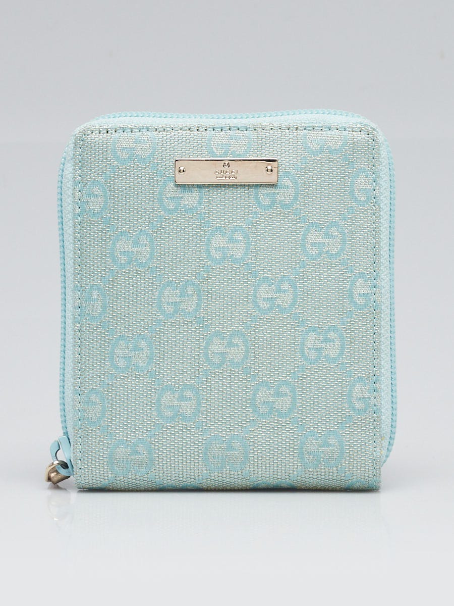 Gucci Blue GG Canvas Compact Zip Wallet