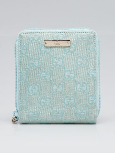 Gucci Blue GG Canvas Compact Zip Wallet