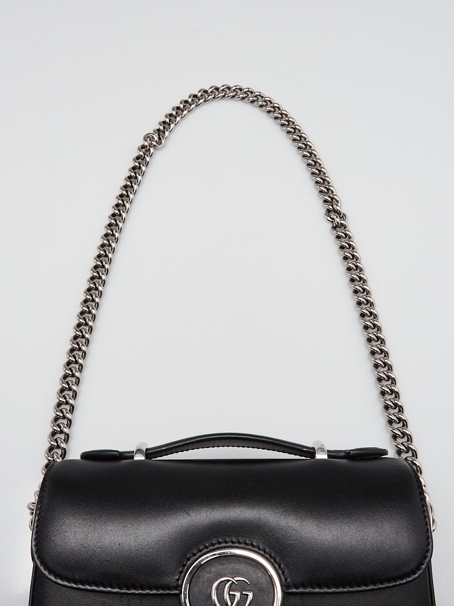 Gucci Black Smooth Leather Super Mini Petite GG Chain Bag