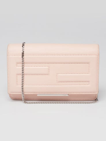 Fendi Pink Nappa Leather Tube Wallet on Chain Clutch Bag 8M0346