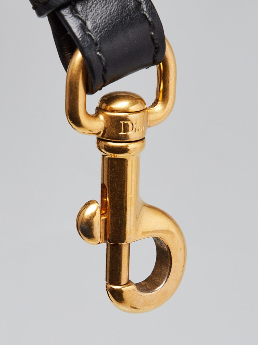 Christian Dior Black/Beige Embroidered Studded Canvas Shoulder Strap