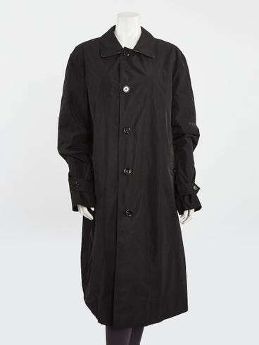 Burberry Black Polyester Pilkington Long Jacket Size 42/10