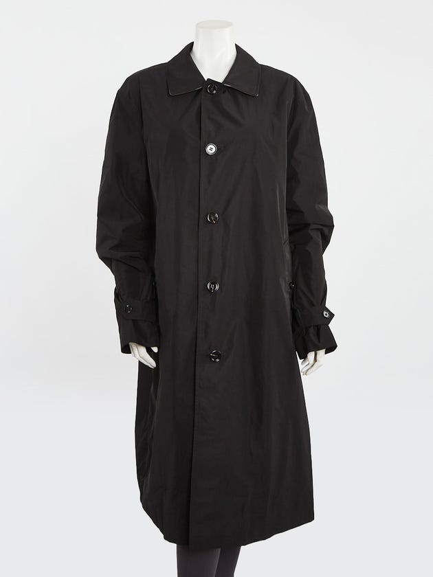 Burberry Black Polyester Pilkington Long Jacket Size 42/10