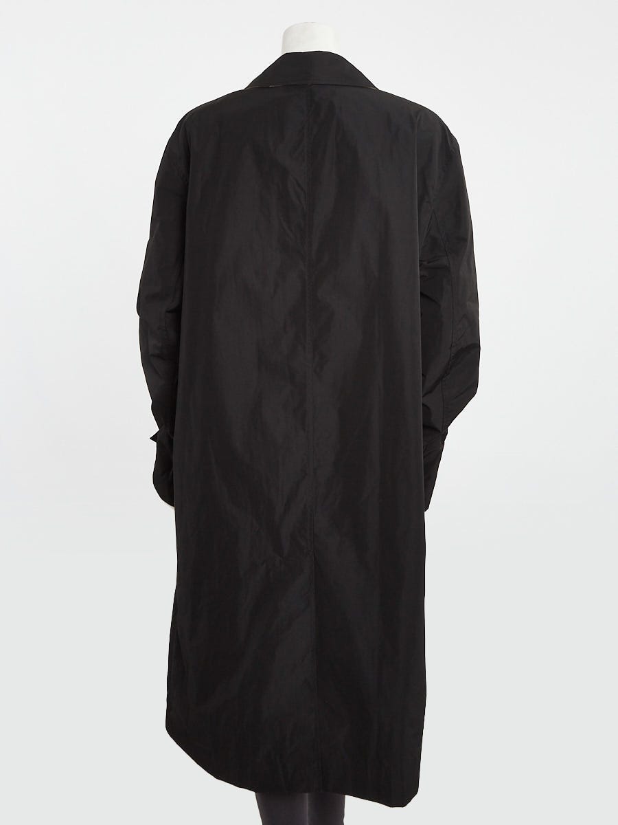 Burberry Black Polyester Pilkington Long Jacket Size 42/10