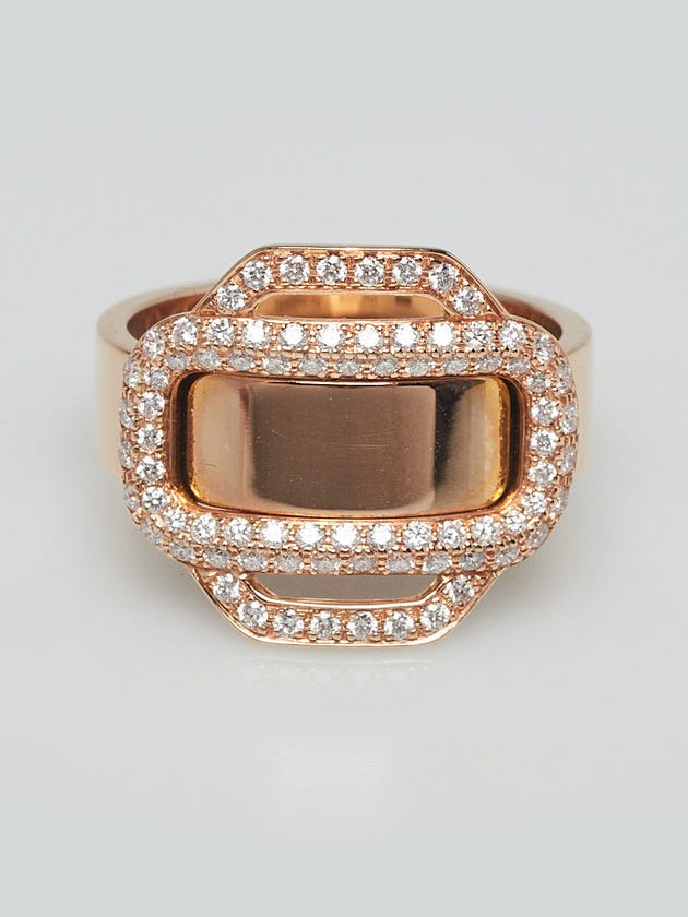 Hermes 18k Rose Gold and Diamond Attelage D'Or Contour Ring Size 51/5.75