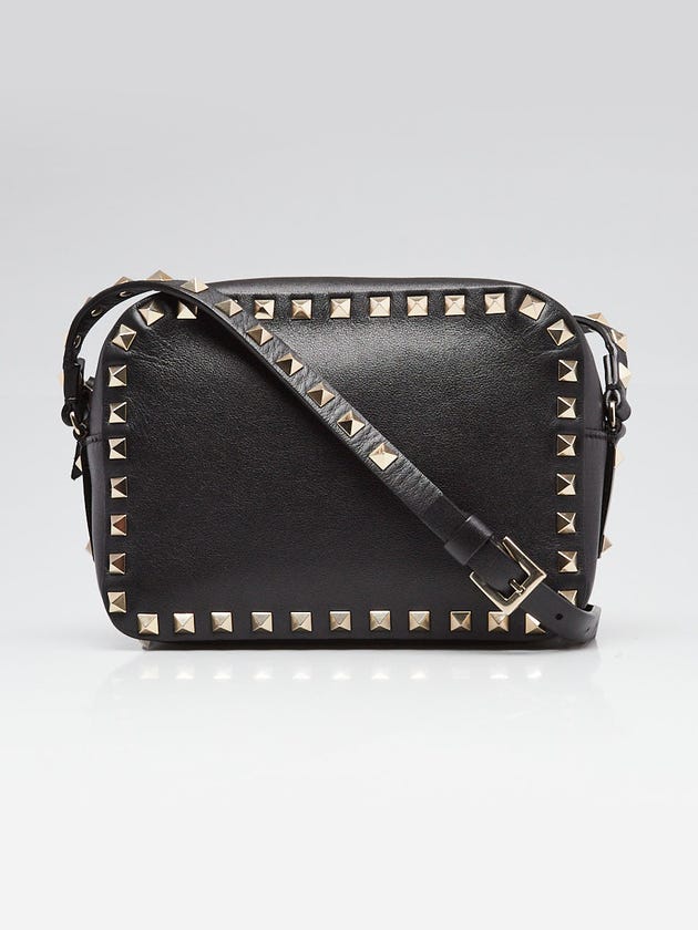 Valentino Black Smooth Leather Rockstud Camera Bag