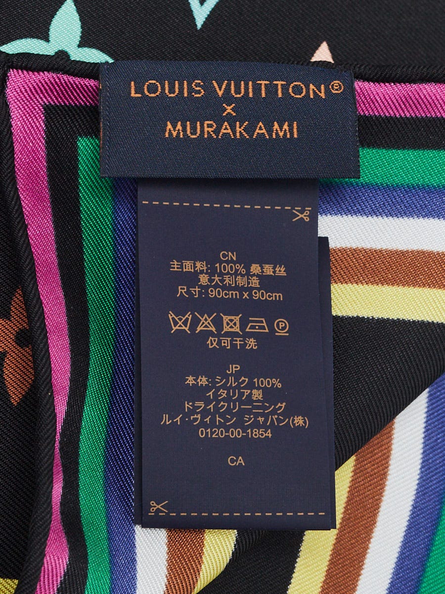 Louis Vuitton x TM Black Monogram Multicolore Silk Square Scarf
