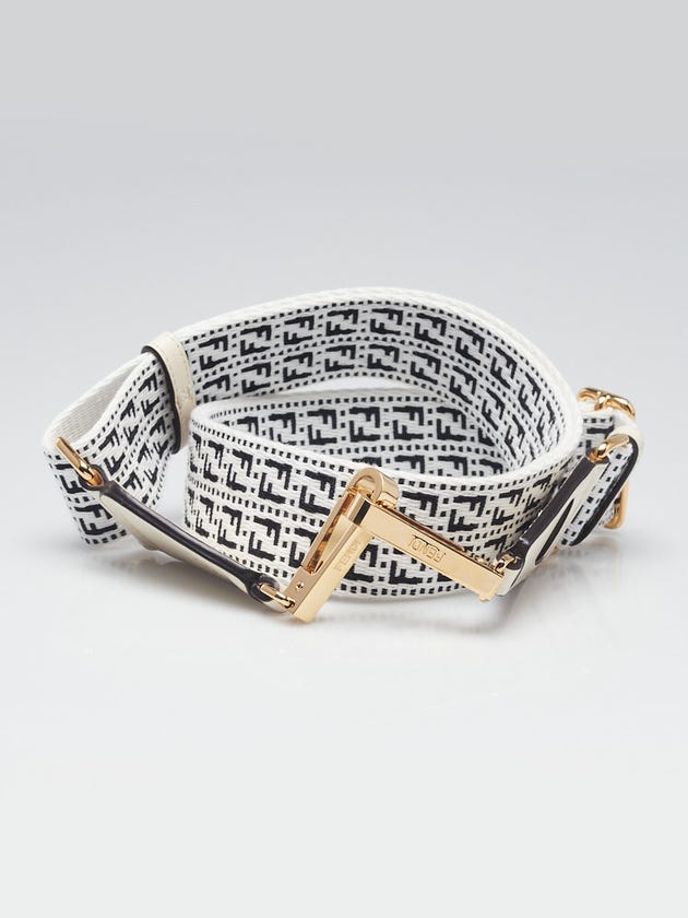 Fendi White Zucchino Jacquard Fabric Shoulder Strap