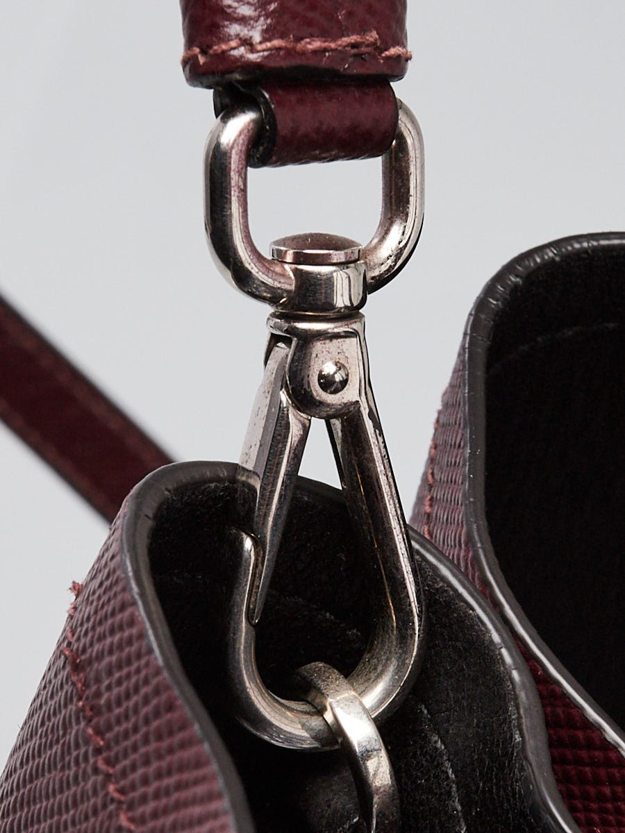 Prada Burgundy Saffiano Leather Double Handle Tote Bag 1BG756