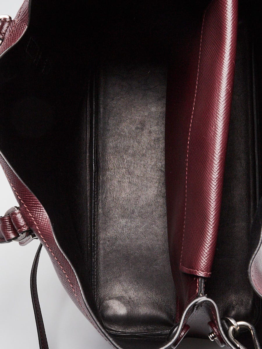 Prada Burgundy Saffiano Leather Double Handle Tote Bag 1BG756