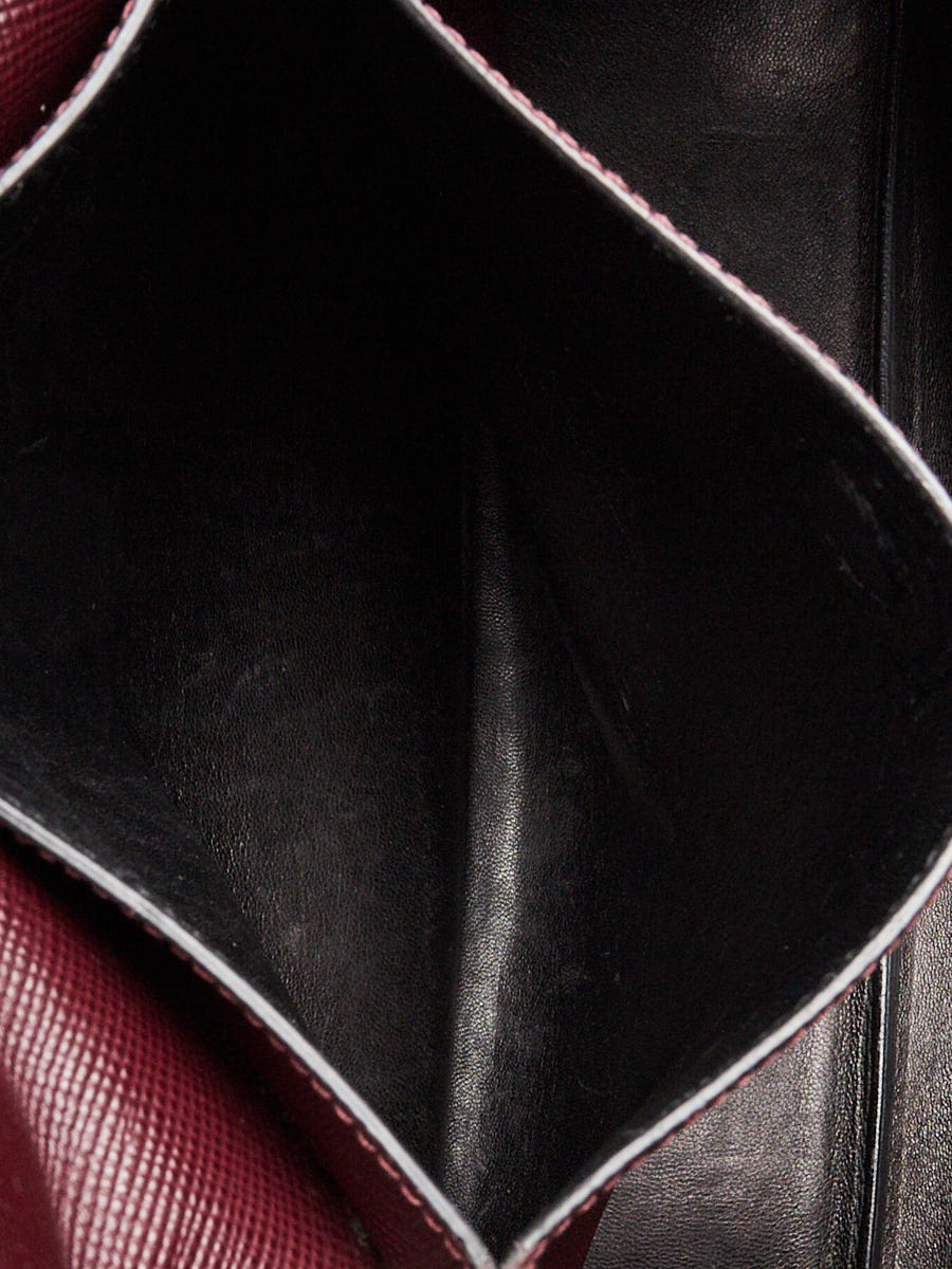 Prada Burgundy Saffiano Leather Double Handle Tote Bag 1BG756