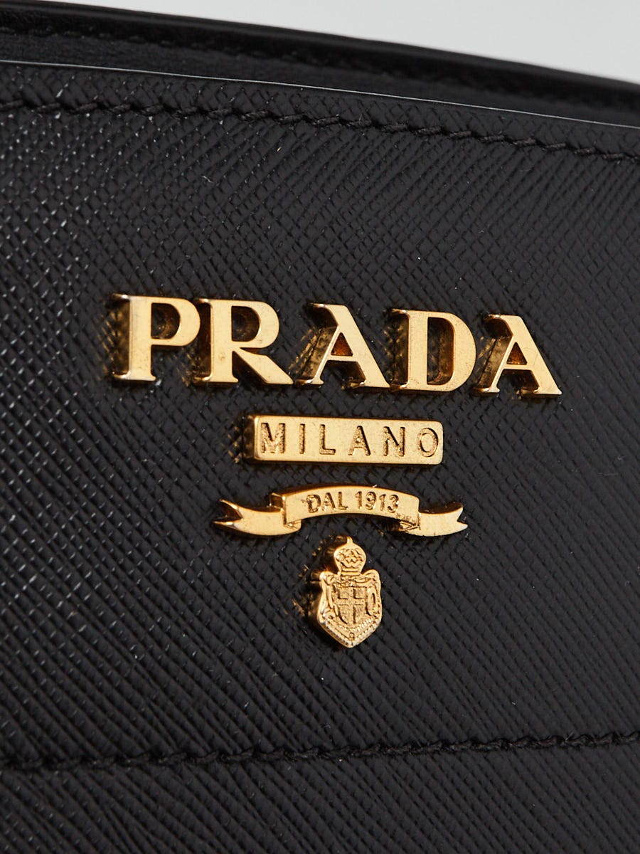 Prada Black Saffiano Leather Esplanade Crossbody Bag | Yoogi's Closet