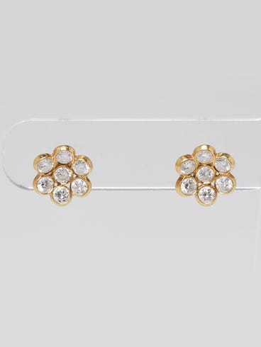 Bvlgari 18k Gold and Diamond Flower Stud Earrings