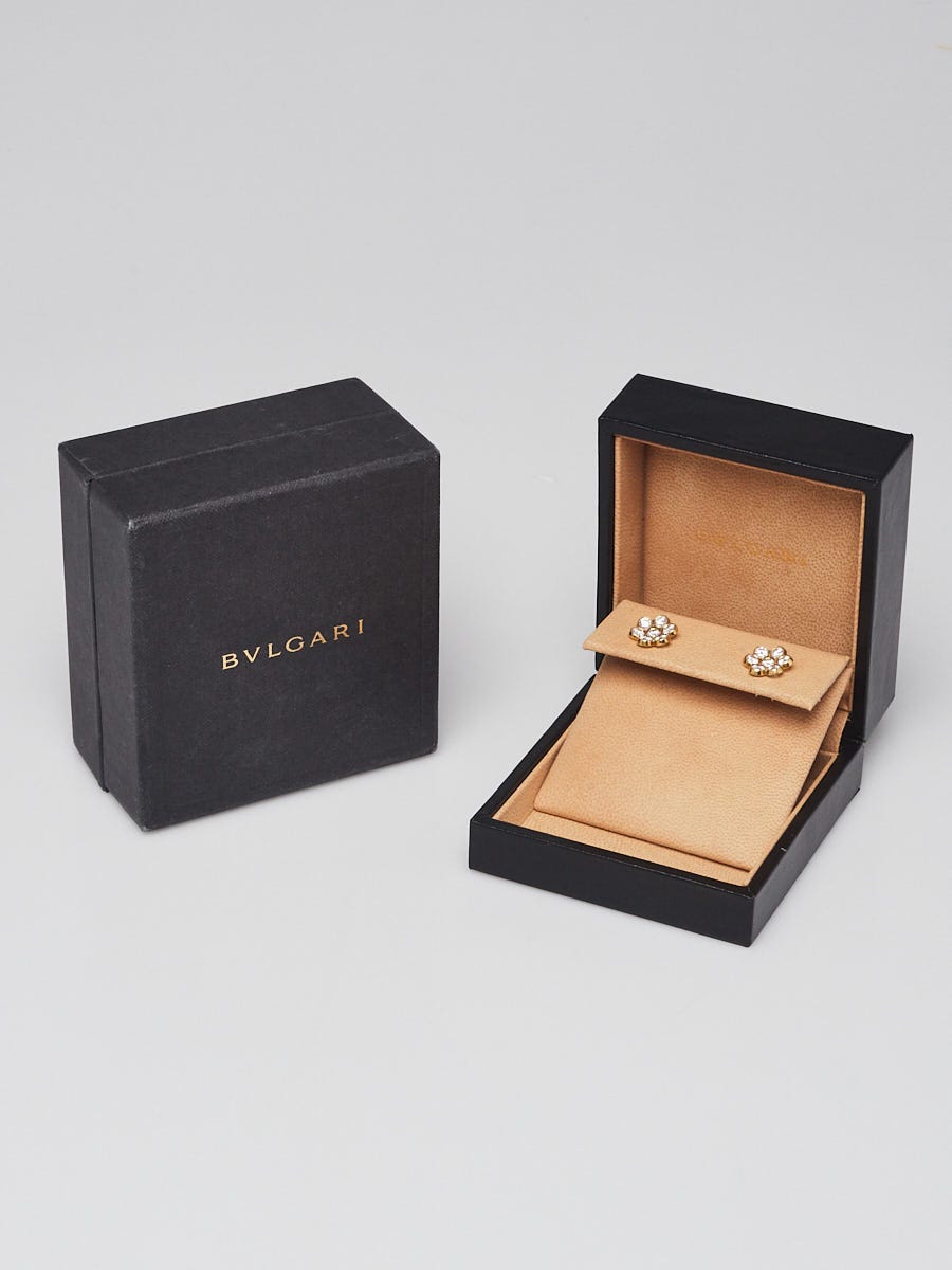 Bvlgari 18k Gold and Diamond Flower Stud Earrings 