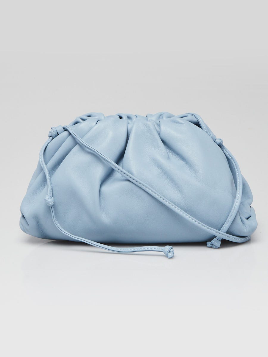 Bottega Veneta Light Blue Nappa Leather Mini Pouch Crossbody Clutch Bag