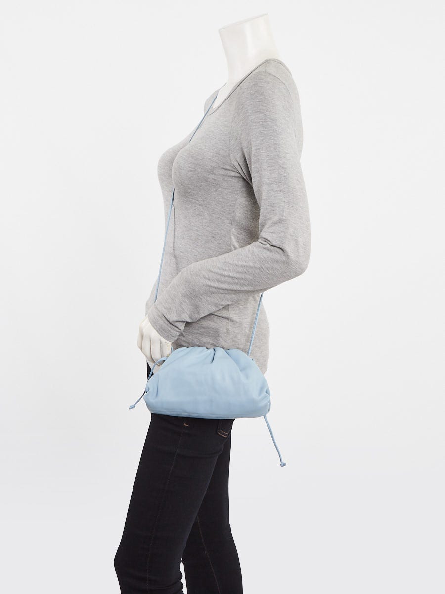 Bottega Veneta Light Blue Nappa Leather Mini Pouch Crossbody Clutch Bag