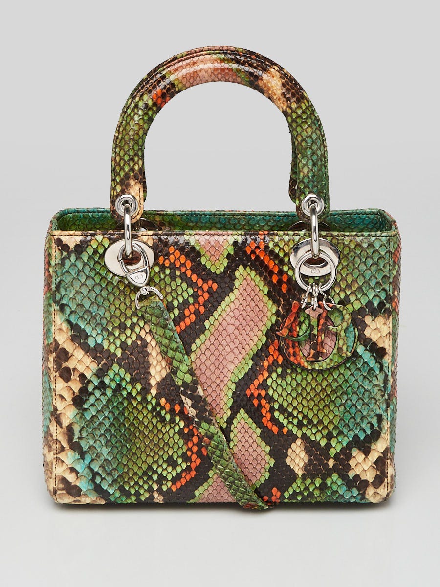 Christian Dior Green Multicolor Python Medium Lady Dior Bag | Yoogi's ...