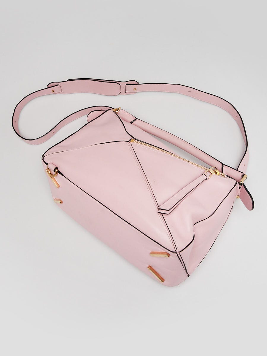 Loewe Soft Pink Grained Calfskin Leather Medium Puzzle Bag