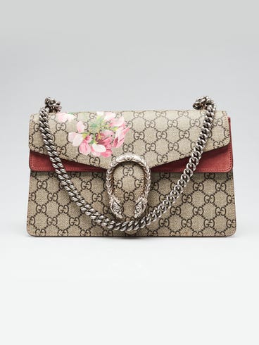 Gucci Beige/Pink GG Supreme Blooms Coated Canvas Small Dionysus Shoulder Bag
