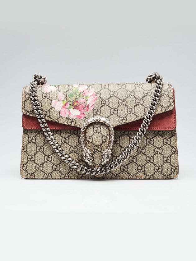 Gucci Beige/Pink GG Supreme Blooms Coated Canvas Small Dionysus Shoulder Bag